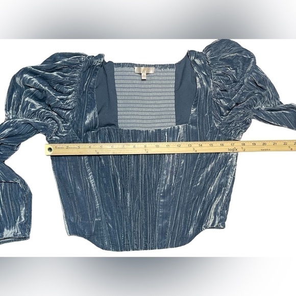 Wayf Velvet Bustier Corset Top Juliet Sleeves in Color Slate Womens Size Medium - Picture 15 of 16